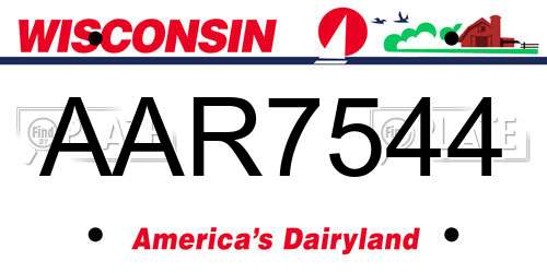 AAR7544 Wisconsin License Plate