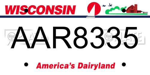 AAR8335 Wisconsin License Plate