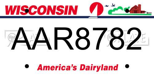 AAR8782 Wisconsin License Plate