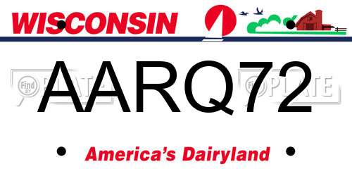 AARQ72 Wisconsin License Plate