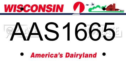 AAS1665 Wisconsin License Plate
