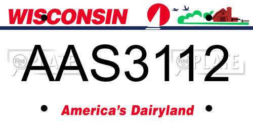 AAS3112 Wisconsin License Plate