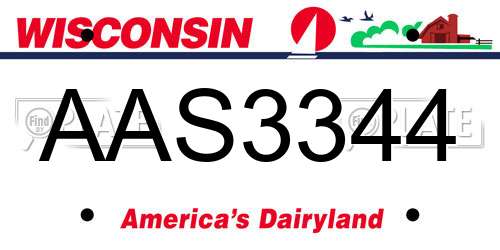 AAS3344 Wisconsin License Plate