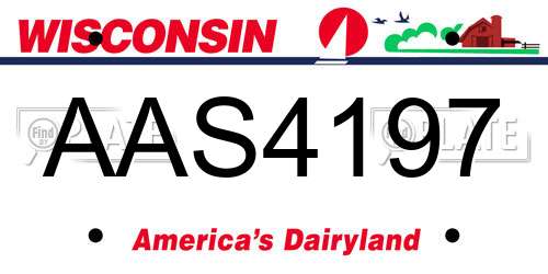 AAS4197 Wisconsin License Plate