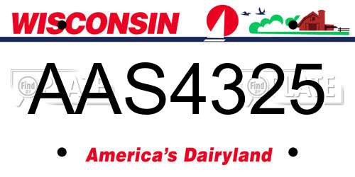 AAS4325 Wisconsin License Plate