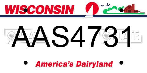 AAS4731 Wisconsin License Plate
