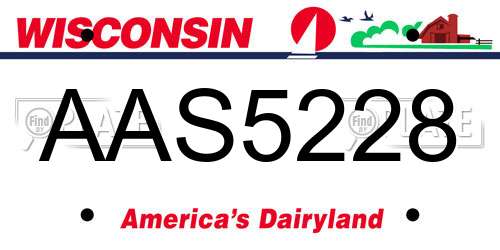 AAS5228 Wisconsin License Plate