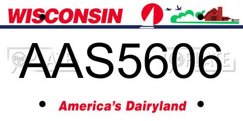 AAS5606 Wisconsin License Plate