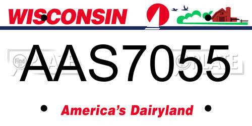 AAS7055 Wisconsin License Plate