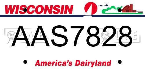 AAS7828 Wisconsin License Plate