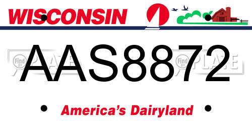 AAS8872 Wisconsin License Plate