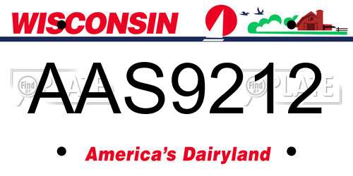 AAS9212 Wisconsin License Plate