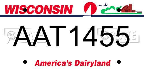 AAT1455 Wisconsin License Plate