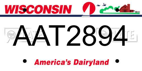AAT2894 Wisconsin License Plate