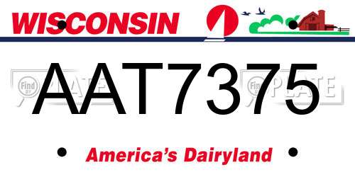 AAT7375 Wisconsin License Plate