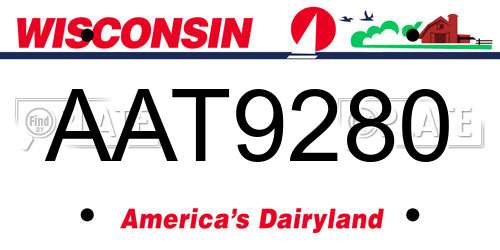 AAT9280 Wisconsin License Plate