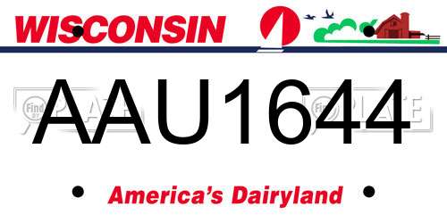 AAU1644 Wisconsin License Plate