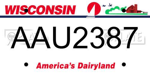 AAU2387 Wisconsin License Plate