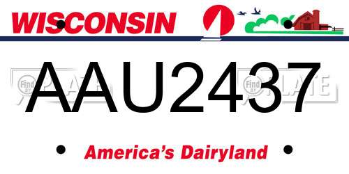 AAU2437 Wisconsin License Plate