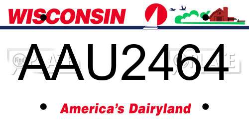 AAU2464 Wisconsin License Plate