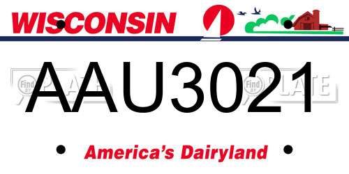 AAU3021 Wisconsin License Plate