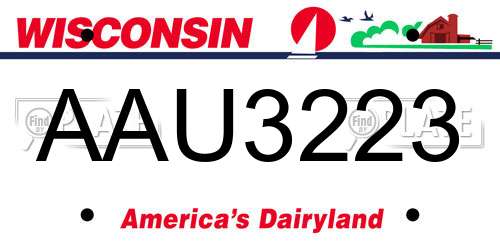 AAU3223 Wisconsin License Plate