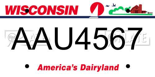AAU4567 Wisconsin License Plate