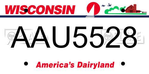 AAU5528 Wisconsin License Plate
