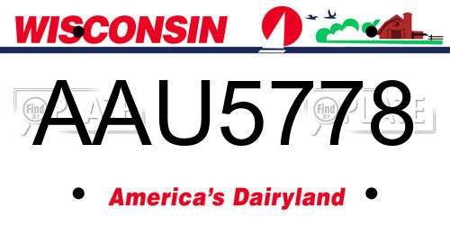 AAU5778 Wisconsin License Plate