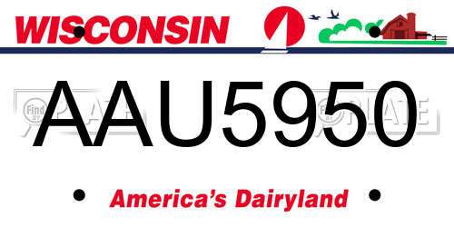 AAU5950 Wisconsin License Plate