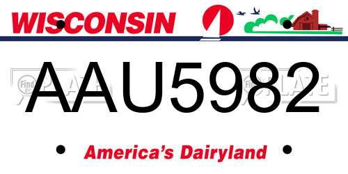 AAU5982 Wisconsin License Plate