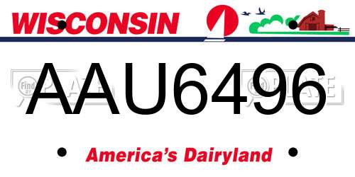 AAU6496 Wisconsin License Plate