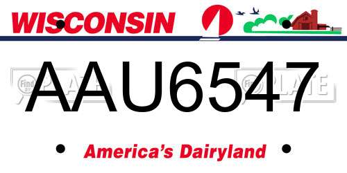 AAU6547 Wisconsin License Plate