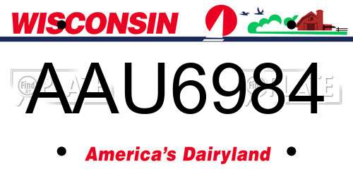 AAU6984 Wisconsin License Plate