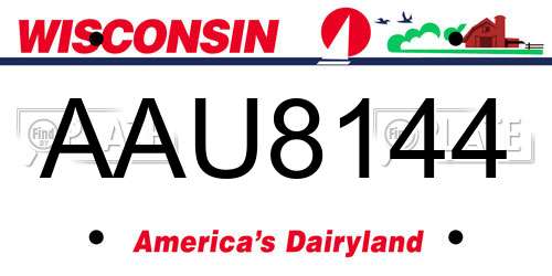 AAU8144 Wisconsin License Plate