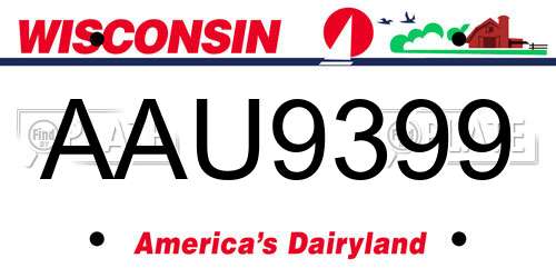 AAU9399 Wisconsin License Plate