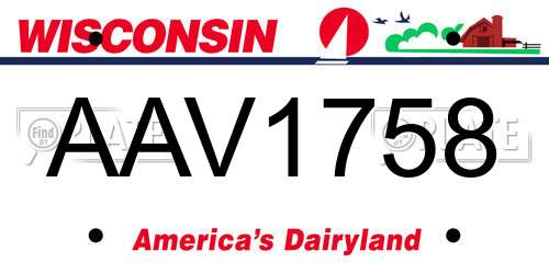 AAV1758 Wisconsin License Plate