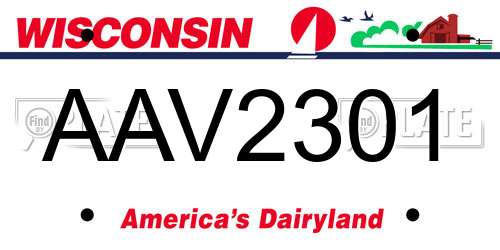 AAV2301 Wisconsin License Plate