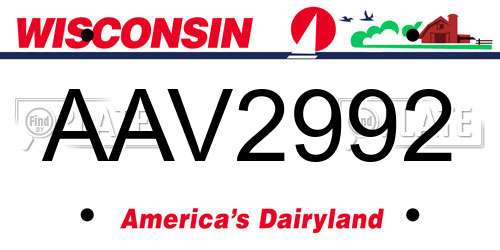 AAV2992 Wisconsin License Plate