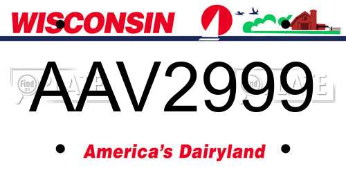 AAV2999 Wisconsin License Plate