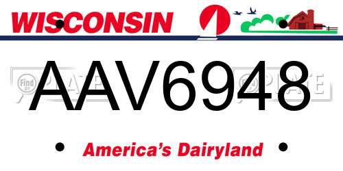 AAV6948 Wisconsin License Plate