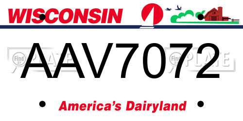 AAV7072 Wisconsin License Plate