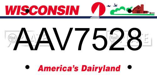 AAV7528 Wisconsin License Plate