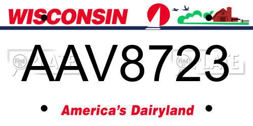 AAV8723 Wisconsin License Plate
