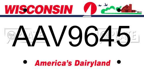 AAV9645 Wisconsin License Plate