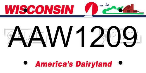 AAW1209 Wisconsin License Plate