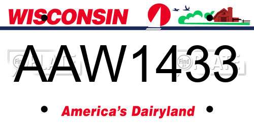 AAW1433 Wisconsin License Plate
