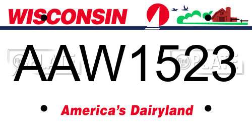 AAW1523 Wisconsin License Plate