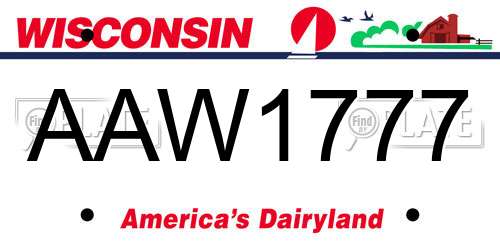 AAW1777 Wisconsin License Plate