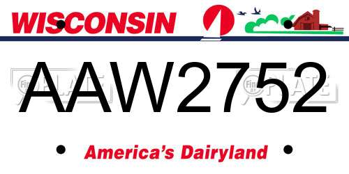 AAW2752 Wisconsin License Plate